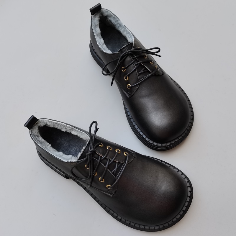 冬季真皮羊毛加厚低帮男士工作鞋