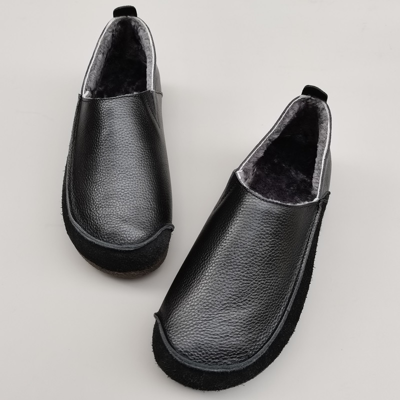 里外真皮纯羊毛低帮手工大棉男鞋