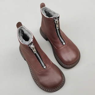 真皮纯羊毛大棉女鞋外贸大头宽版羊皮毛一体防滑厚底保暖短靴冬季