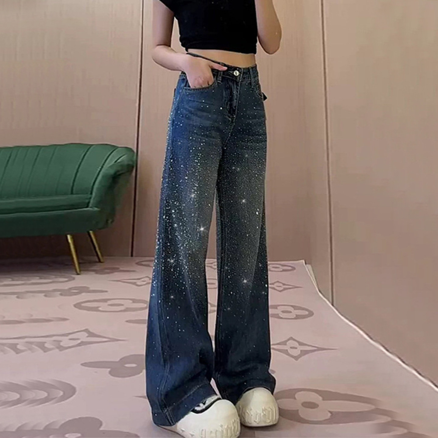 重工烫钻轻奢牛仔裤女