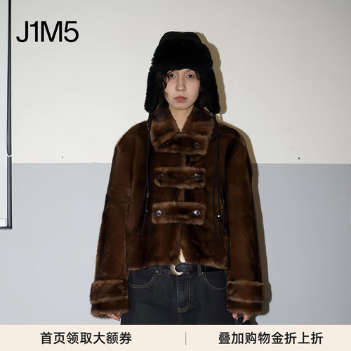 仿皮草环扣短外套设计师品牌