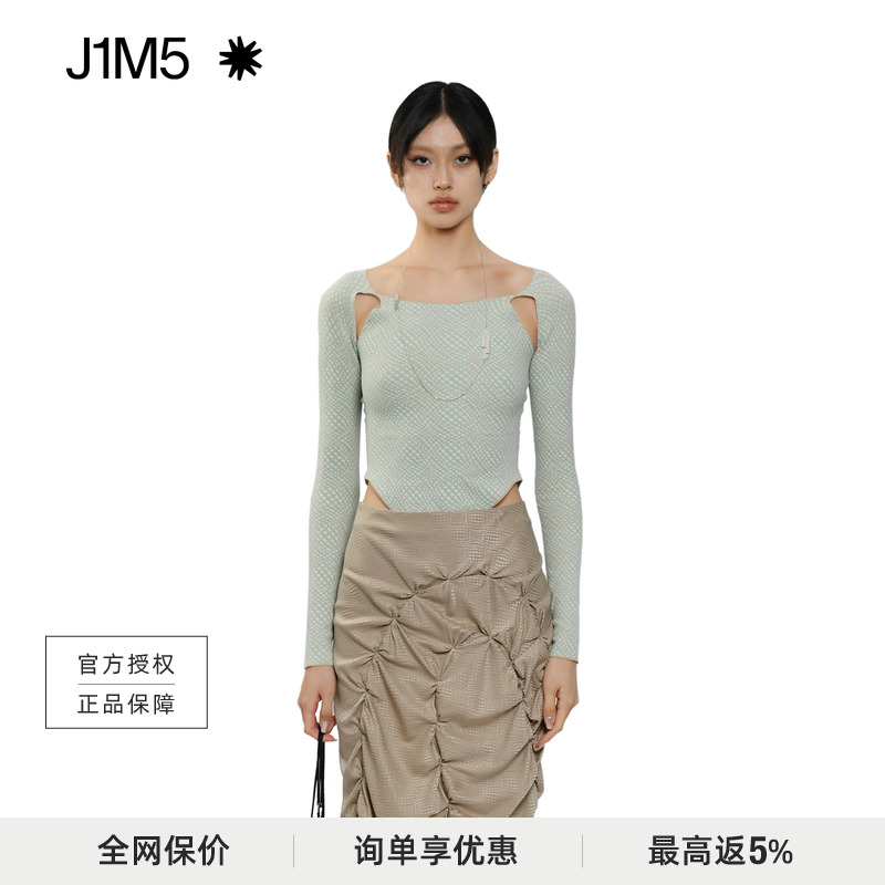 J1M5买手店 RUI 22秋冬新品针织提花长袖连体衣镂空小众设计 女装/女士精品 连体衣/裤 原图主图