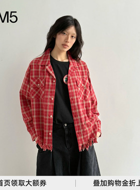 【正品现货】 FOUND 25秋冬 红色毛边格纹衬衫 设计师品牌