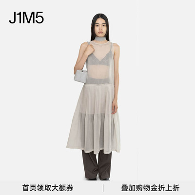 褶皱无袖连衣裙设计师品牌