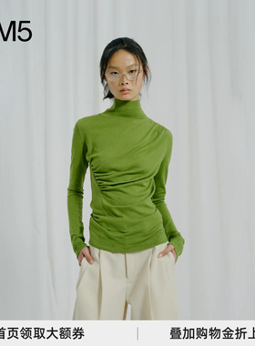 J1M5买手店 ECRIVAIN 24秋冬 高领不对称压褶针织衫