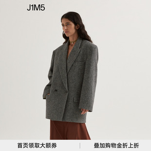 SAMUEL GUI YANG23秋冬男友风宽松茧型双排扣羊毛西装短外套女
