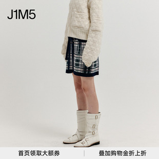 官方授权 EENK 23秋冬新款学院风提花裹身绑带针织裙别致短裙