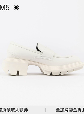 微瑕untitlab刘雯同款白色方头乐福鞋休闲鞋增高厚底小皮鞋