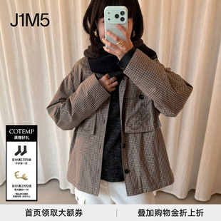 JACKET格纹刺绣印花绗缝棉衬衫 COTEMP BOX PADDING 夹克女 25秋冬