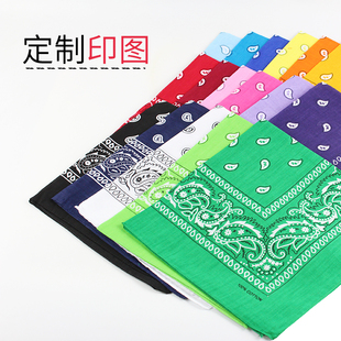 bandana方巾棉头巾腰果花街舞文创礼品赠品定制LOGO印图印花棉