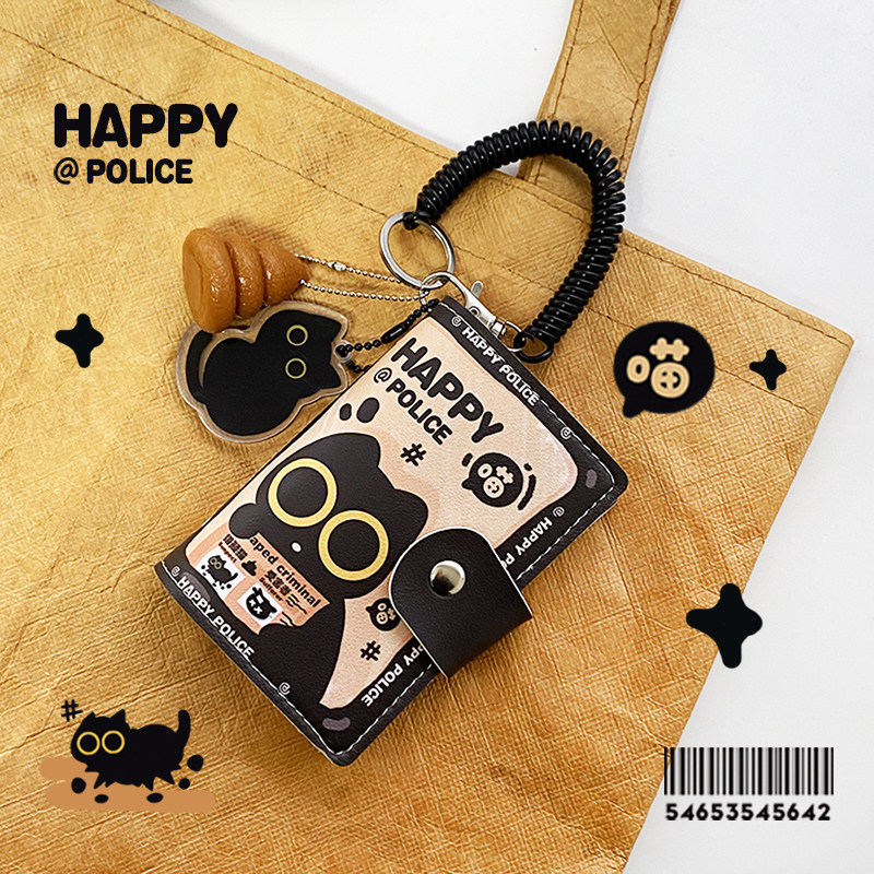 HAPPY原创通缉小黑猫创意卡包卡套学生校园通勤银行卡证件收纳包