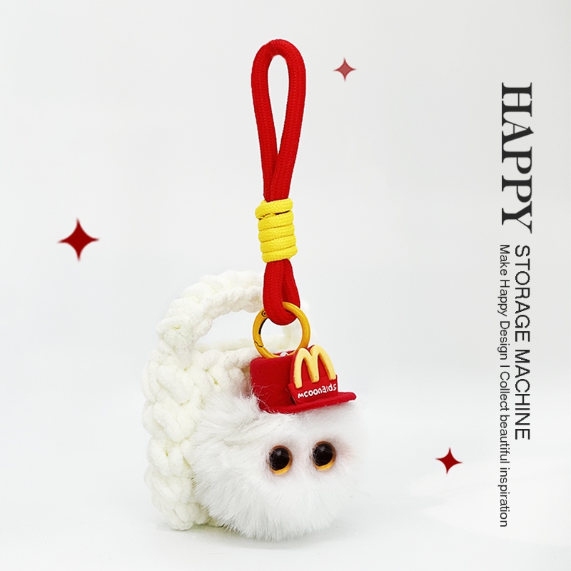 HAPPY可爱麦麦小白猫耳机包毛绒蓝牙耳机保护套适用苹果airpods3小米华为vivo爱国者通用情侣挂件包配饰百搭