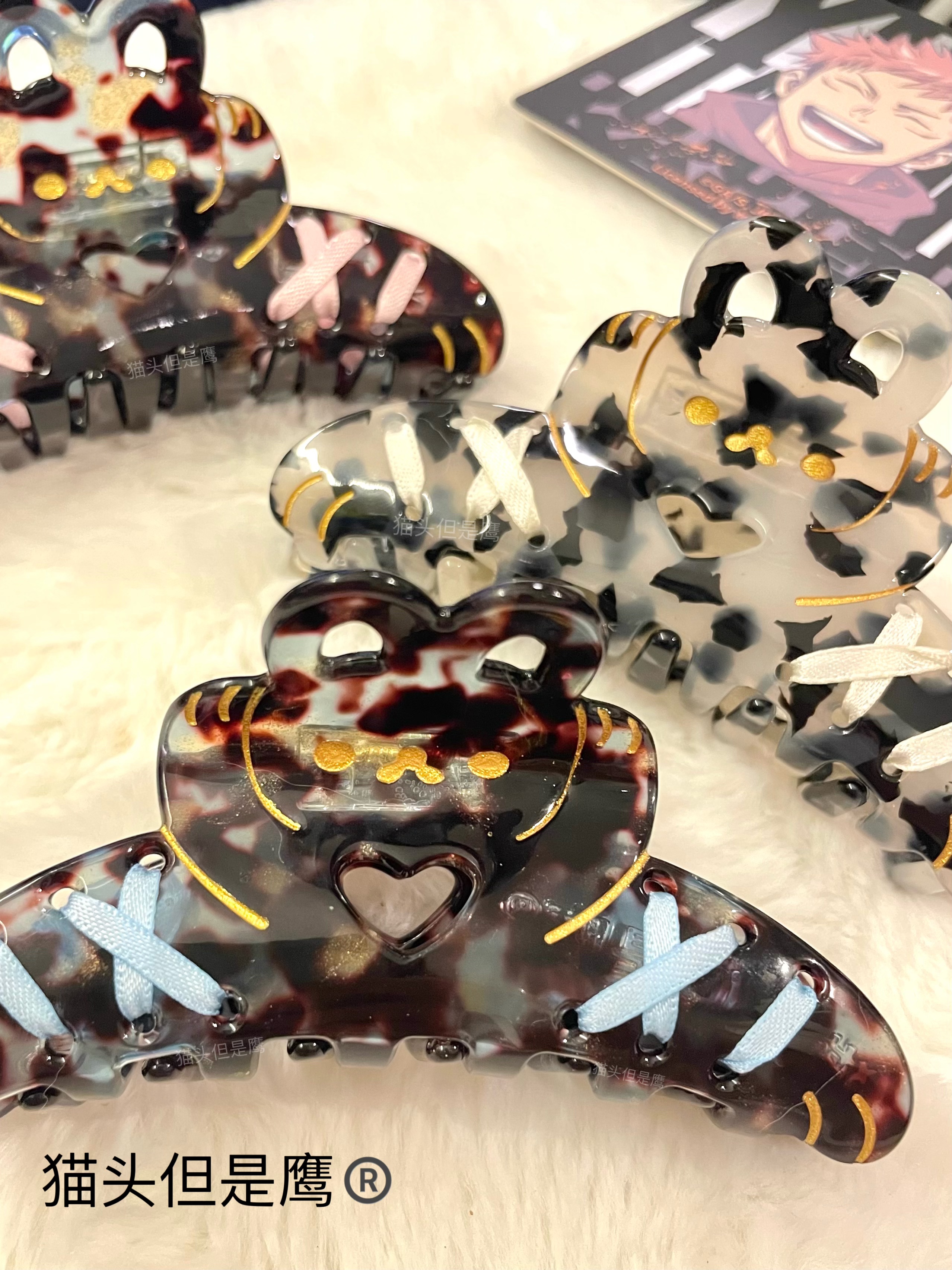 猫头但是鹰原创兔兔绑带蝴蝶结醋酸抓夹超好夹的抓夹