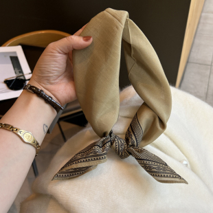 2025春夏季新款丝棉围巾女复古民族风桑蚕丝小丝巾方巾装饰小领巾