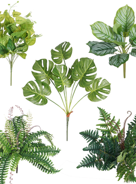 仿真绿植蕨类单只/束假波斯草装饰塑料花高枝蕨类绿萝植物墙造景