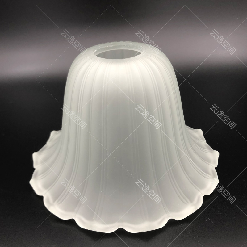 灯罩欧式法式E27喇叭磨砂条纹透明大气家用替换美式欧式玻璃灯罩