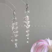 弗兰妮公主 甜美温粉色水晶流苏耳环精致蝴蝶结氛围感耳圈耳饰女