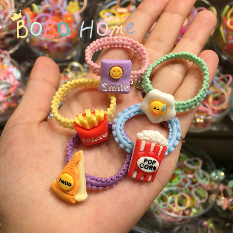 韩国bebe prince儿童发饰 可爱披萨薯条小宝宝发圈不伤发彩色发绳