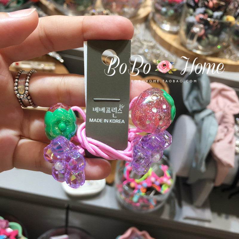 韩国bebe prince少女发饰 彩色草莓花朵发圈儿童小清新扎头发头饰
