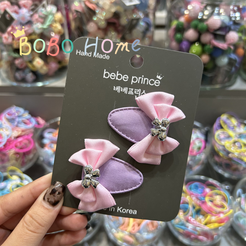 甜美撞色立体蝴蝶结BB碎发夹