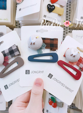 韩国进口Palmtree女童头饰刺绣鸟儿发夹可爱布格女孩发卡碎发卡子