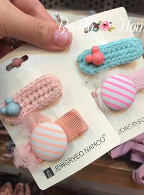 韩国进口palmtree儿童发饰彩色小老鼠针织发夹 女童甜美布艺头饰