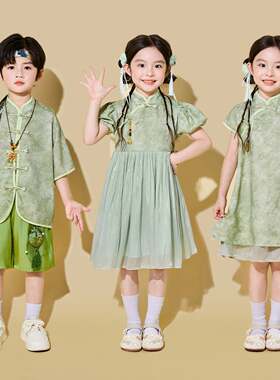 女童汉服套装旗袍表演服