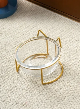 碗吃饭的小猫防打翻吃饭猫咪喝水碗双碗猫粮猫碗幼猫食盆护颈玻璃