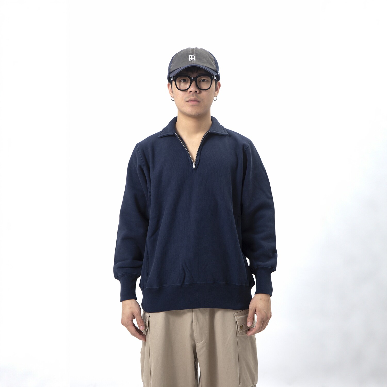 A.PRESSE Vintage Half Zip Sweat Shirt半拉链翻领通勤卫衣