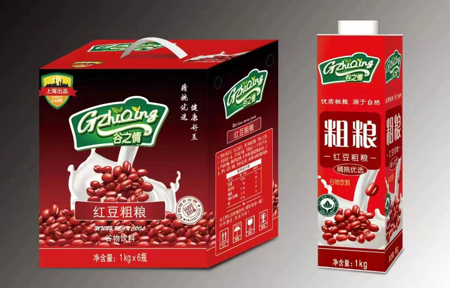 热销谷之情红豆汁五谷健康粗粮饮料饮品无添加1000g*6瓶家宴聚会