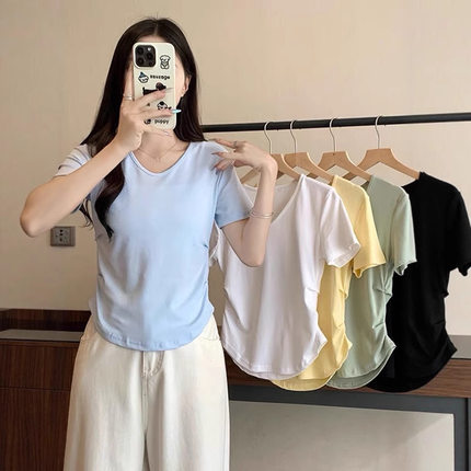 破价福利炸！「舒服到爆」设计感小蛮腰锁骨瘦瘦T莫代尔JU百搭