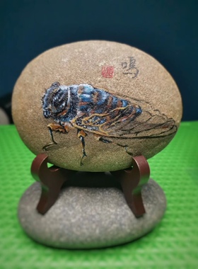 手绘石头画石头桌面摆件观赏礼品