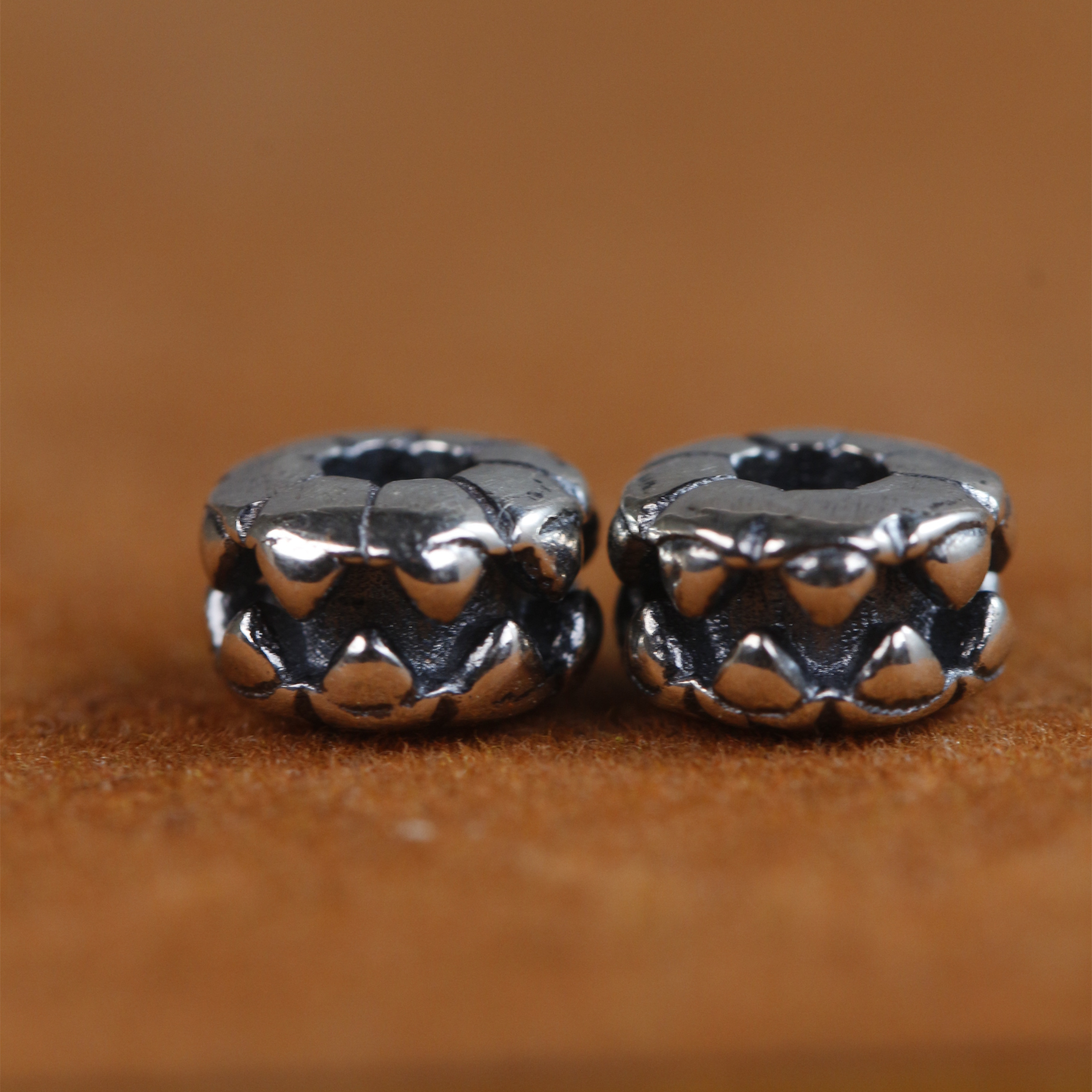 925纯银吞噬隔珠文玩手串星月菩提猴头椰蒂百香佛珠配饰配件腰珠