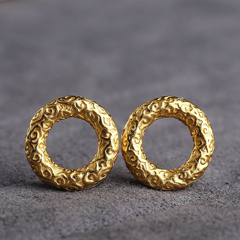 S925银 面包环银镀金古法金diy面包环形吊坠挂件饰品配件圆形小众