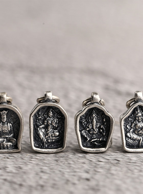 S925银 黄cai神-绿度母-象神-地藏王藏式配饰diy 吊坠挂件饰品配