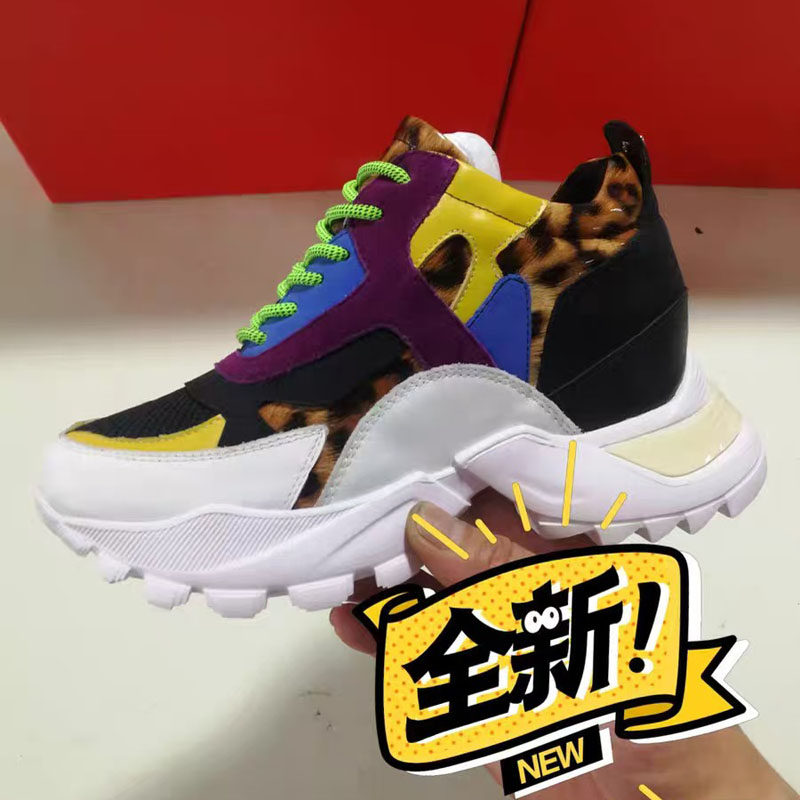 小个子隐形内增高8cm厚底运动休闲鞋女秋冬时尚真皮老爹鞋显腿长