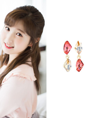 特价现货正品TWICE俞定延IZONE本和仁美同款多色水晶耳环925银针