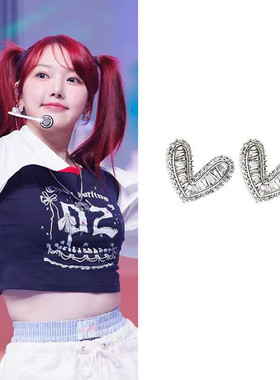 特价现货YoungWon正品Gfriend郑艺琳同款可爱心形水晶耳环防敏针