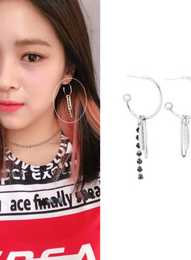 特价现货YoungWon正品GFRIEND信飞ITZY留真CLC同款不对称耳环925