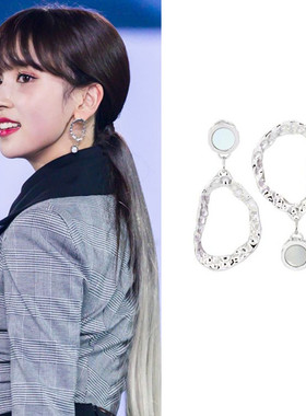特价现货Apirl TWICE名井南Mina Sandara同款不规则不对称耳环