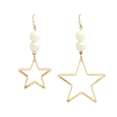 现货韩国水晶不对称耳环珍珠