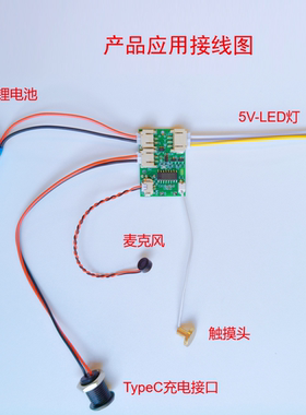 语音识别+触摸控制板LED灯模块锂电充电小夜灯声控开关手工制作