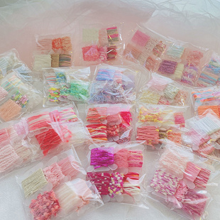 粉色系原创设计师辅料搭配特色毛线手混线小样配线手混线迷你线板