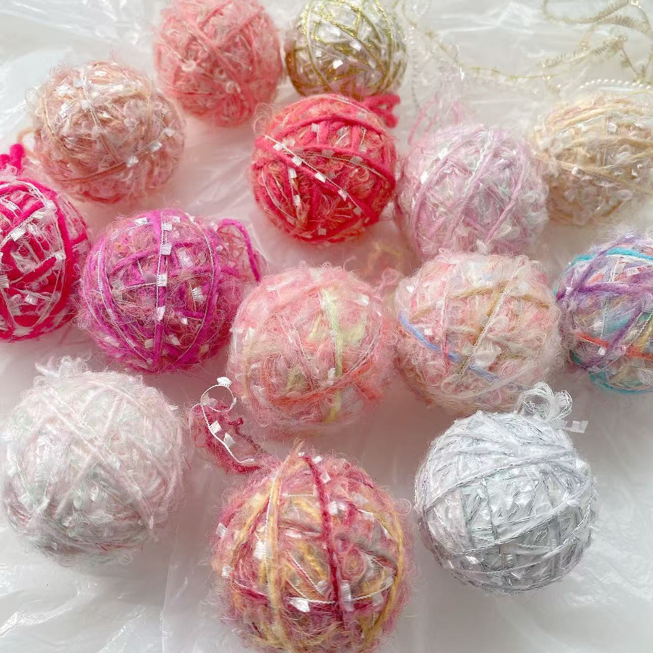 小香风毛线球绕线泡沫球圣诞树节日装饰DIY公仔鲜花束拍摄道具