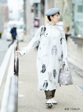 sousou代购日本Yousou京都女高島縮立领长袖宽松衬衫连衣裙猫头鹰