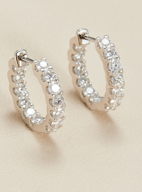 AHCHOO 静奢风通勤满圈莫桑石耳环简约高级小众设计S925银耳扣女