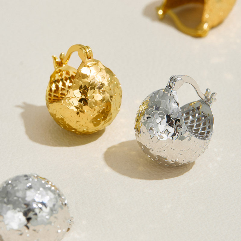 AHCHOO 静奢百搭碎冰冰耳环S925纯银耳饰高级感爆闪耀金箔球耳扣,饰品/流行首饰/时尚饰品新,耳环,淘宝优惠券,粉丝福利购,淘宝优惠卷