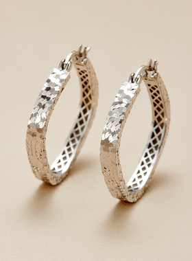 AHCHOO 菱形耳扣碎冰冰耳环S925纯银耳饰几何菱形耳环纯银耳扣