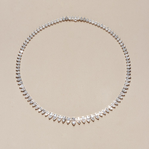 AHCHOO 高奢重工爆闪火彩水滴渐变莫桑钻项链小众网球锁骨链颈链