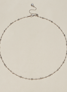 AHCHOO 静奢S925纯银碎冰冰车花项链玉石吊坠配链素链锁骨链颈链